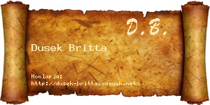 Dusek Britta névjegykártya